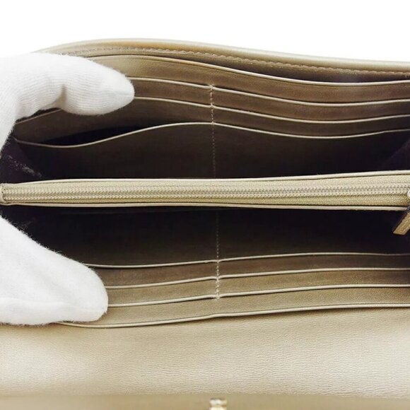 GUCCI Long Wallet GG Pattern Beige Gold USED - Picture 8 of 14